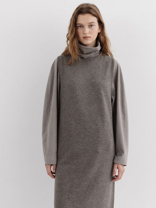 layered knit dress (wood)