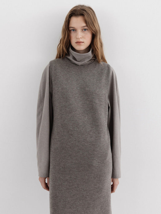 layered knit dress (wood)