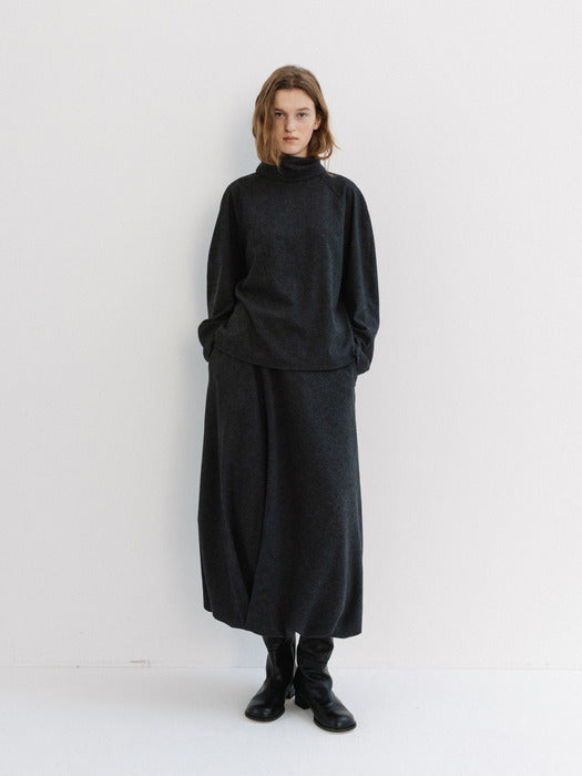 padded draped skirt (charcoal)