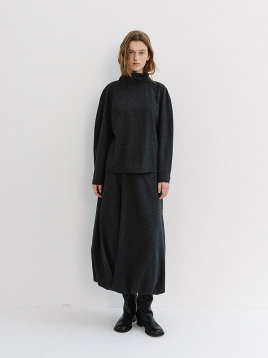 padded draped skirt (charcoal)