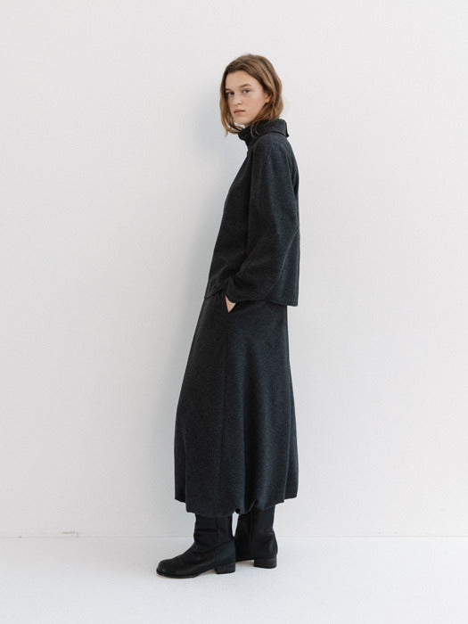 [moia] padded draped skirt (charcoal)