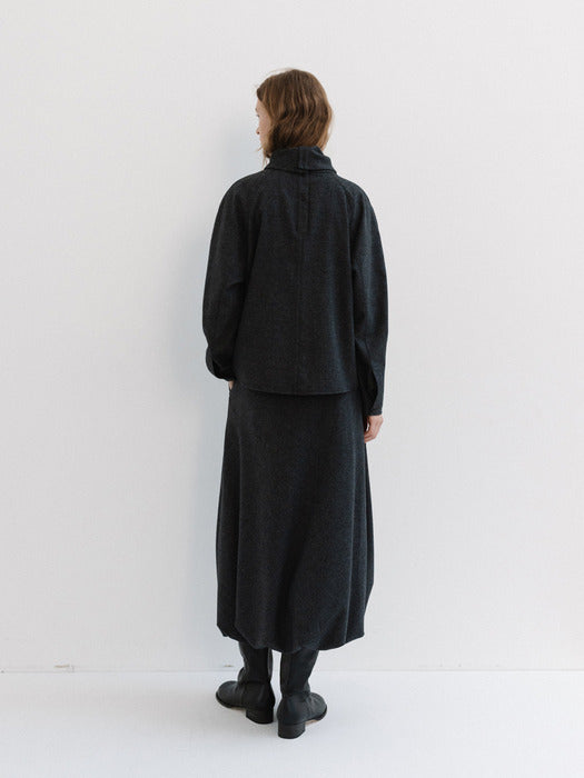 [moia] padded draped skirt (charcoal)