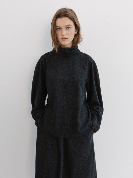 high-neck blouse (charcoal)