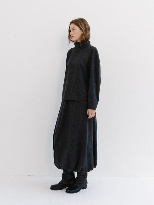 high-neck blouse (charcoal)