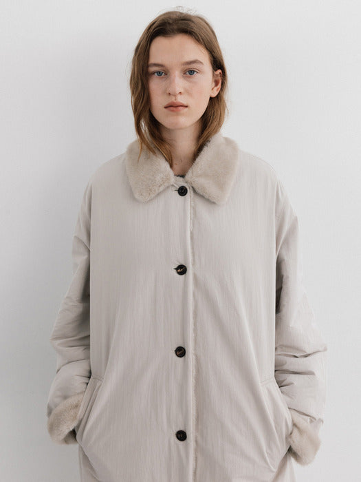 [moia] reversible fur coat (still gray)