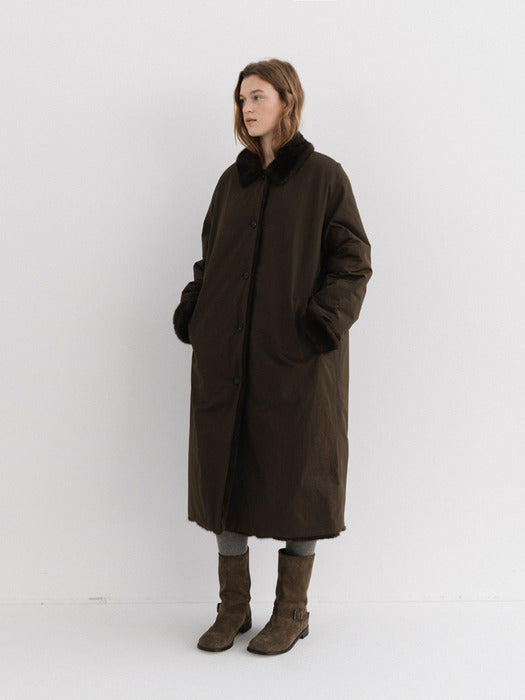 reversible fur coat (brown)