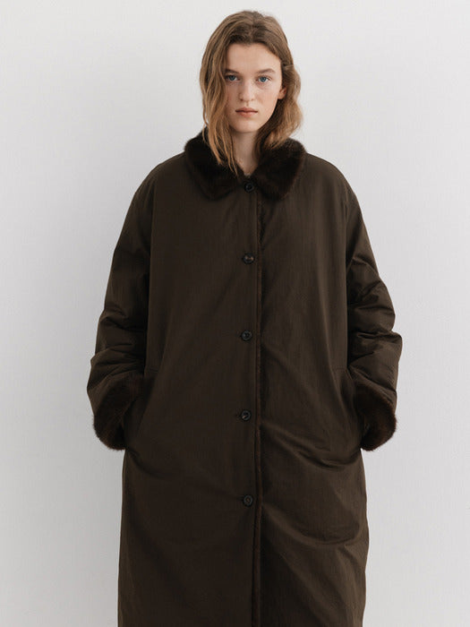 reversible fur coat (brown)