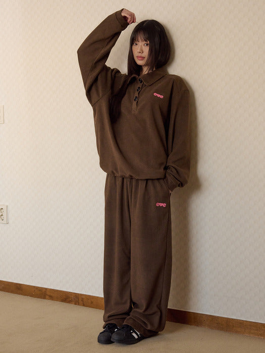 Ambler Love, cozy Pullover Wide Pants Set-Up (Brown)
