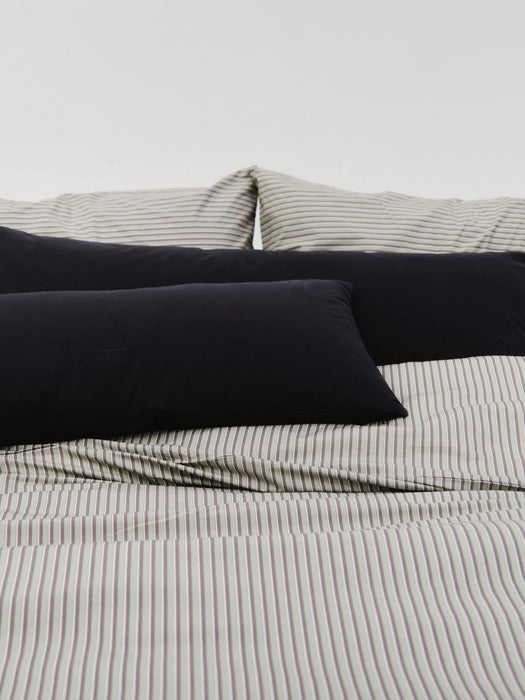 Wconcept_Gbh_Home Duvet Cover - Thin Stripe Moss (2 Sizes) All-season 60-count high-density pure cotton