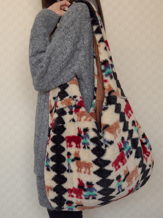 [ambler] Fur bag Fleece Hobo bag AC702 (Ivory)