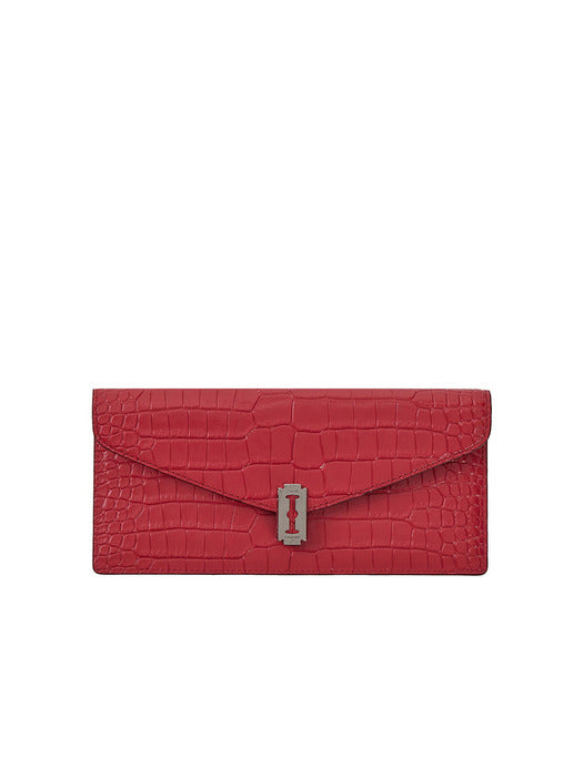 Vunque Occam V Long Wallet Croco Ruby Red