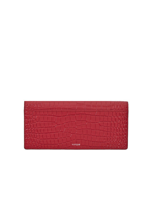 Vunque Occam V Long Wallet Croco Ruby Red