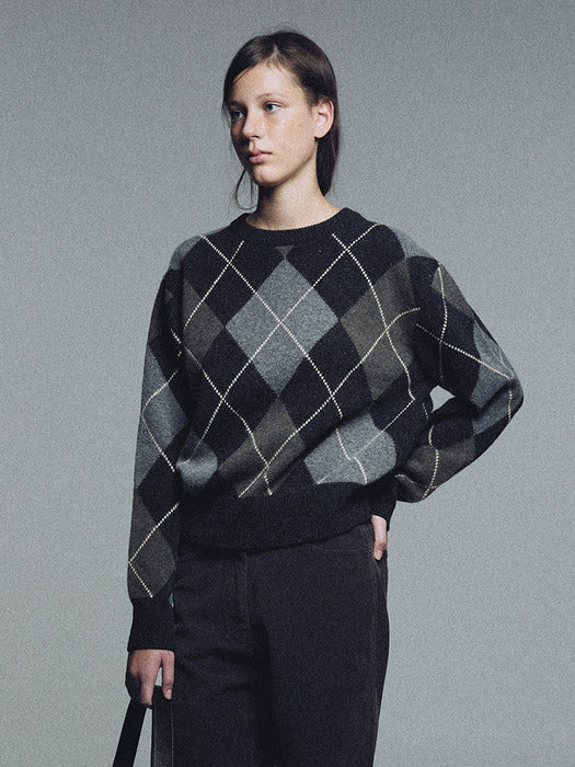 [nothing written] Marais argyle knit (Gray palette)