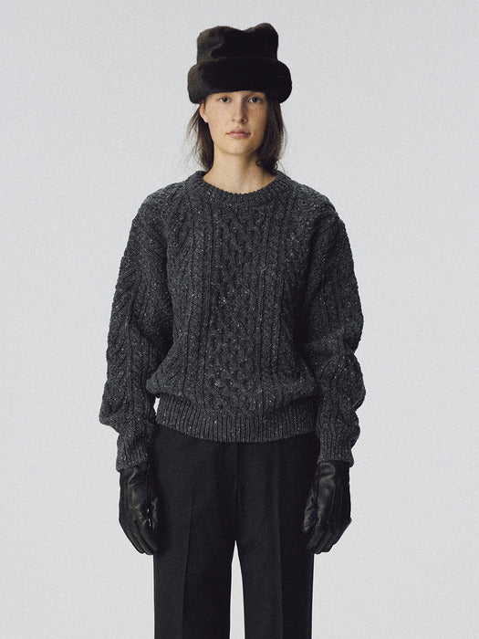 [nothing written] Petico cable knit pullover (Mixed Charcoal)