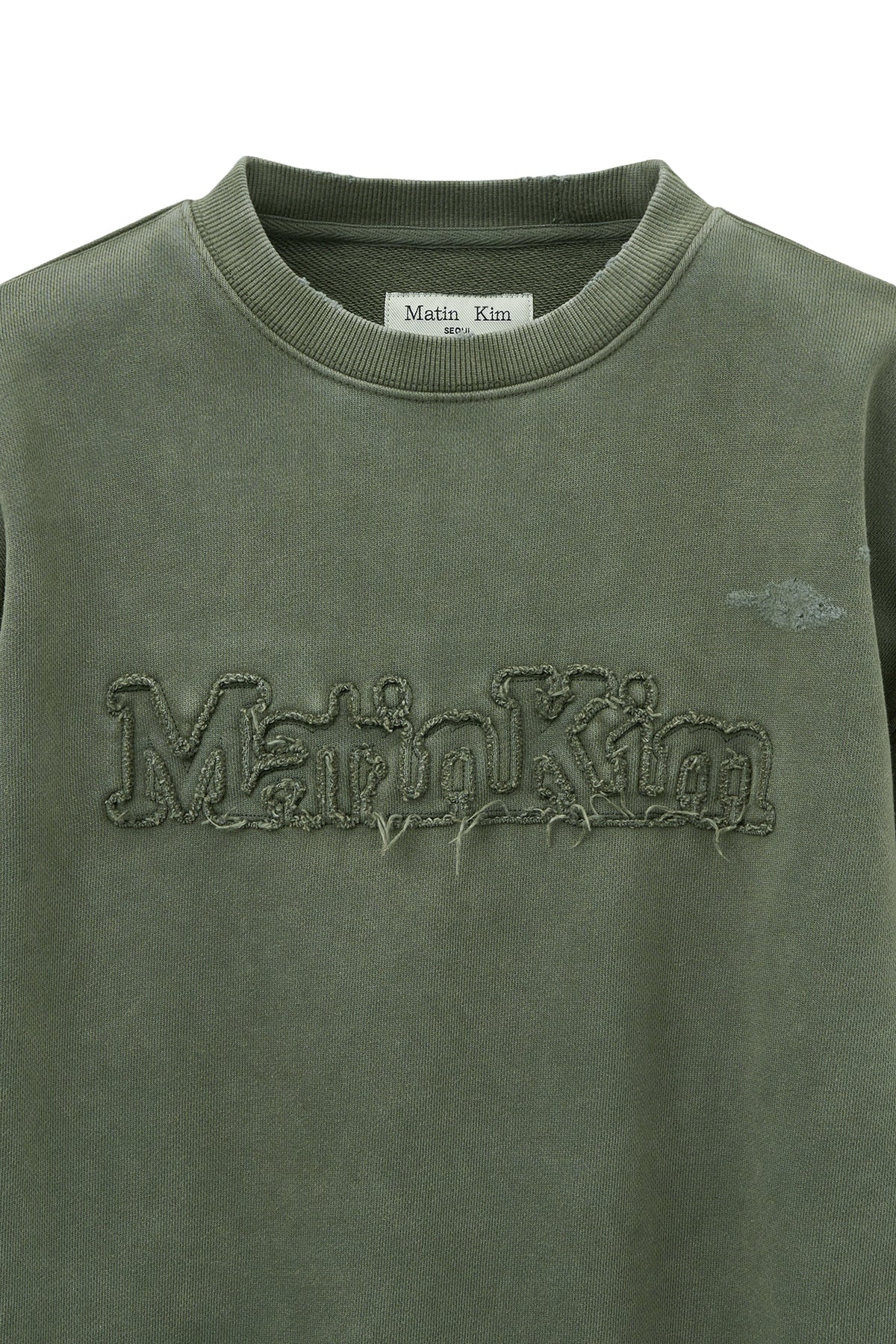 [matinkim] VINTAGE COLOR DYING LOGO SWEATSHIRT IN KHAKI