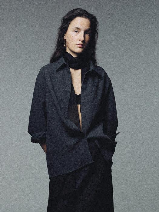 Nothing Written Pinue Wool Shirt (Charcoal)