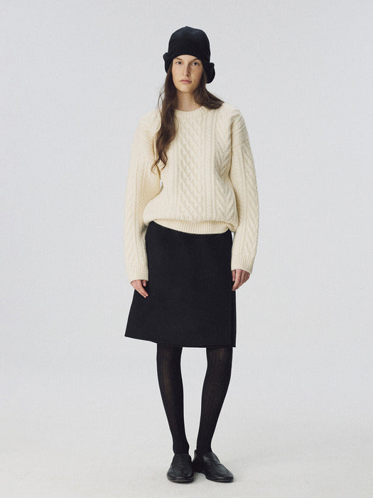 [nothing written] Fleur wool skirt (Dark navy)