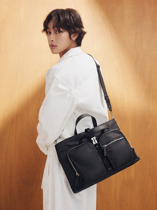 Vunque Hey Double Pocket Tote M (Hey Double Pocket Tote Medium) Black