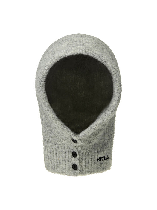 Emis Button Balaclava-Melange Gray