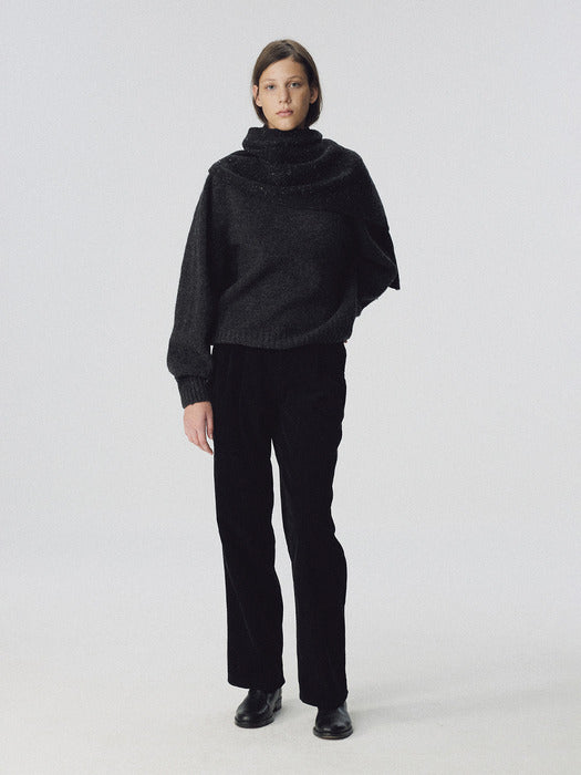 [nothing written] Diego corduroy tuck pants (Black)