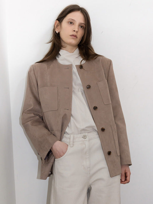 [loeuvre] Oversized Faux Suede Jacket SL6XJ112-91