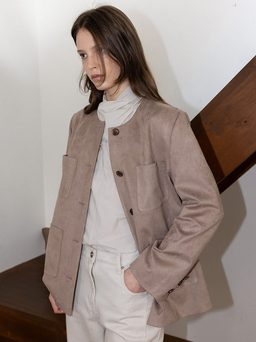 [loeuvre] Oversized Faux Suede Jacket SL6XJ112-91
