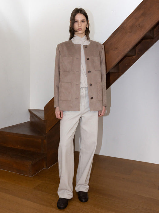 [loeuvre] Oversized Faux Suede Jacket SL6XJ112-91