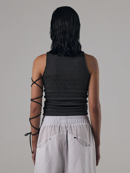 Treemingbird Tied Strap Sleeveless Charcoal