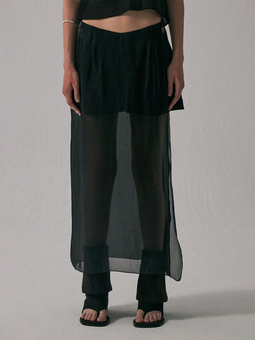 Wconcept_Treemingbird See-Through V Low-Waist Mini Skirt [ Black ]