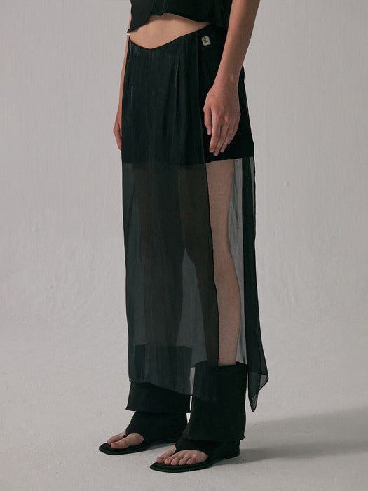 Wconcept_Treemingbird See-Through V Low-Waist Mini Skirt [ Black ]
