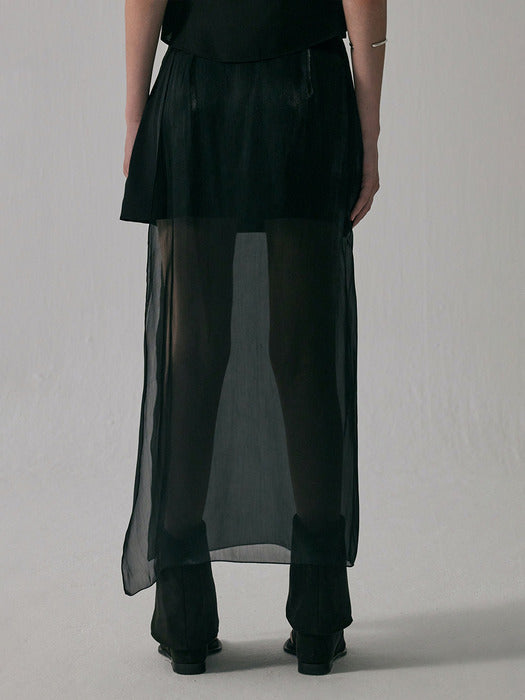 Wconcept_Treemingbird See-Through V Low-Waist Mini Skirt [ Black ]
