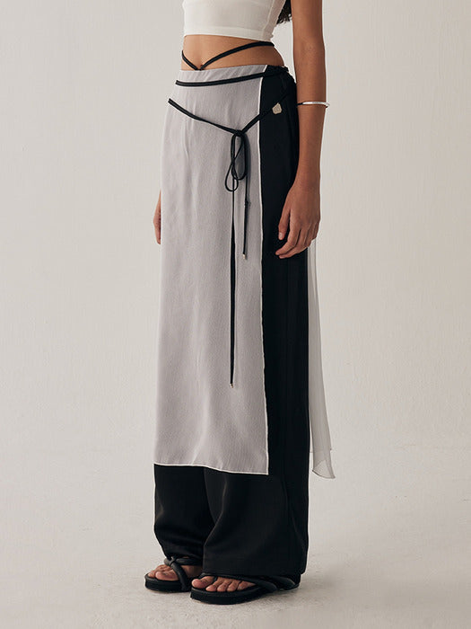 Wconcept_Treemingbird See-Through Strap Wrap Pants [ White ]