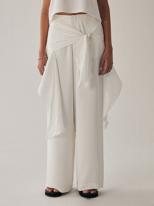 Wconcept_Treemingbird Scarf Wrapped Pants [ White ]