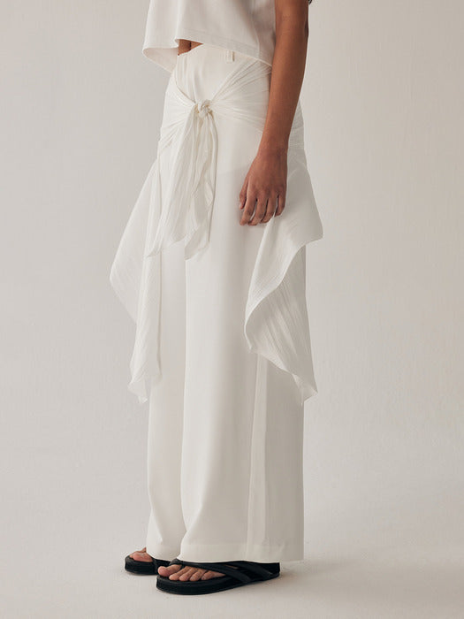 Wconcept_Treemingbird Scarf Wrapped Pants [ White ]