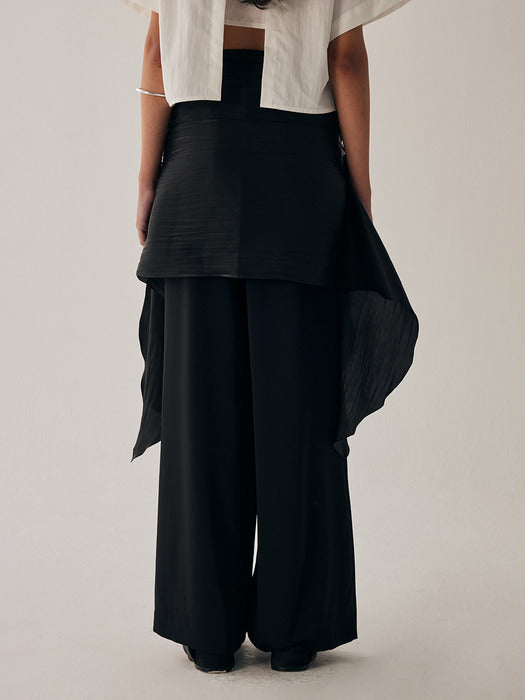 Wconcept_Treemingbird Scarf Wrapped Pants [ Black ]
