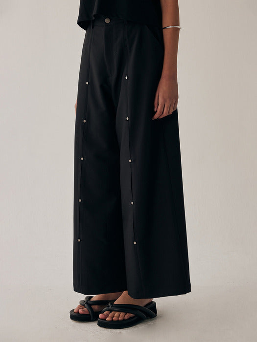Wconcept_Treemingbird Rivet Slit Trouser [ Black ]