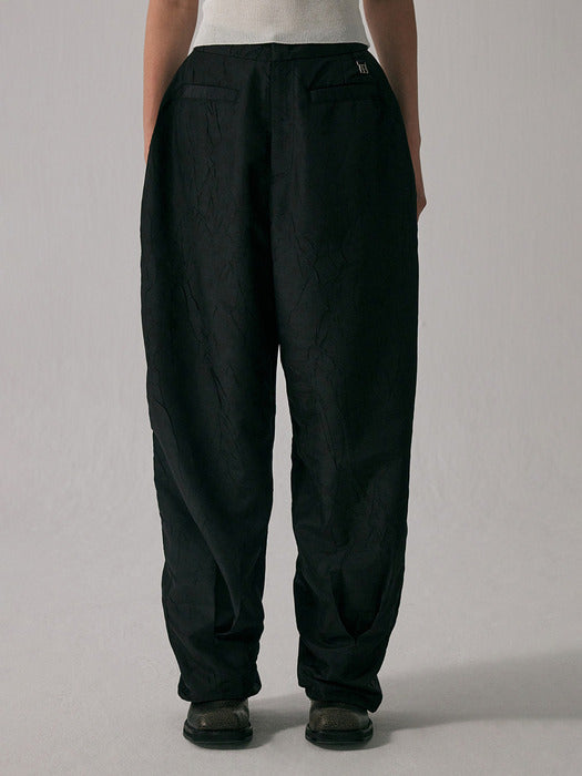 Wconcept_Treemingbird Double Box Pleats Wrinkle Slacks [ Black ]