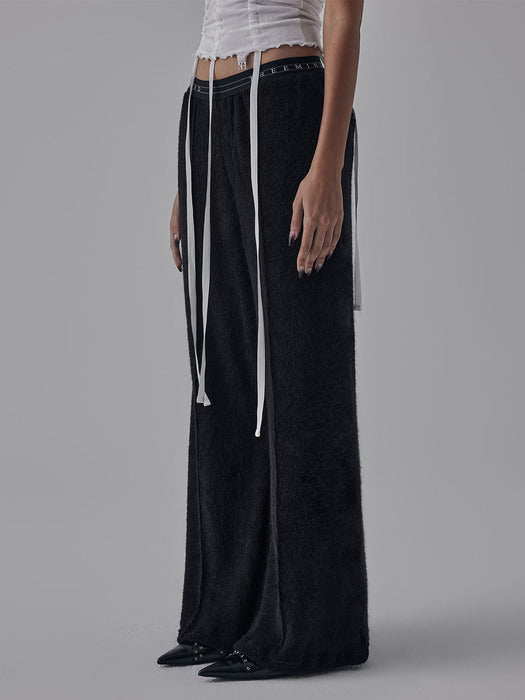 Wconcept_Treemingbird Banding Terry Pants [ Black ]