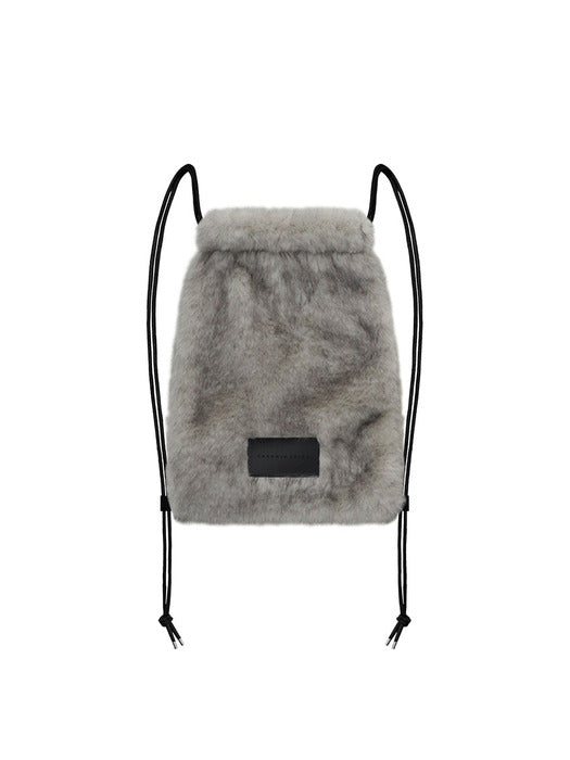 Wconcept_Treemingbird Volume Fur String back pack [ Light Gray ]