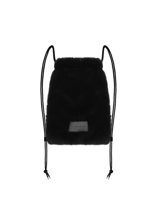 Wconcept_Treemingbird Volume Fur String back pack [ Black ]