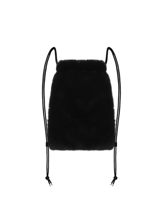 Wconcept_Treemingbird Volume Fur String back pack [ Black ]