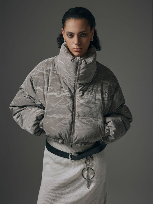 Wconcept_Treemingbird Rivet Point Crack Wrinkle Padding Jumper [ Gray ]