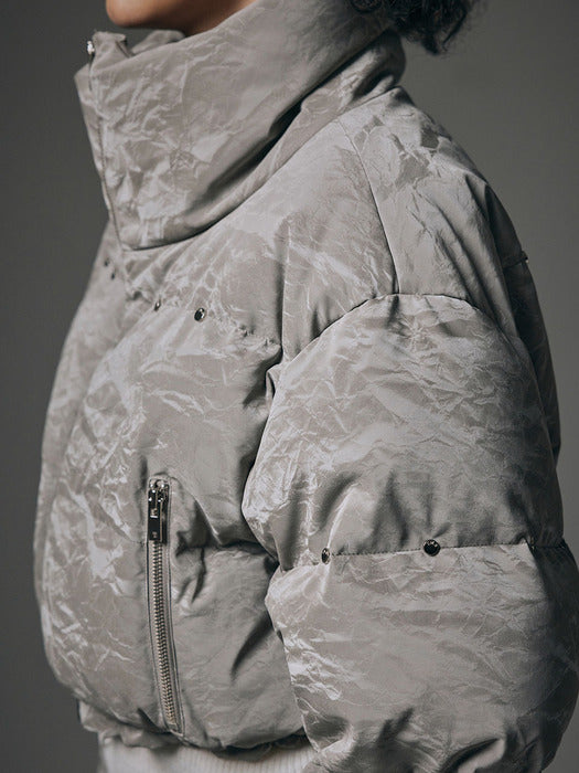 Wconcept_Treemingbird Rivet Point Crack Wrinkle Padding Jumper [ Gray ]