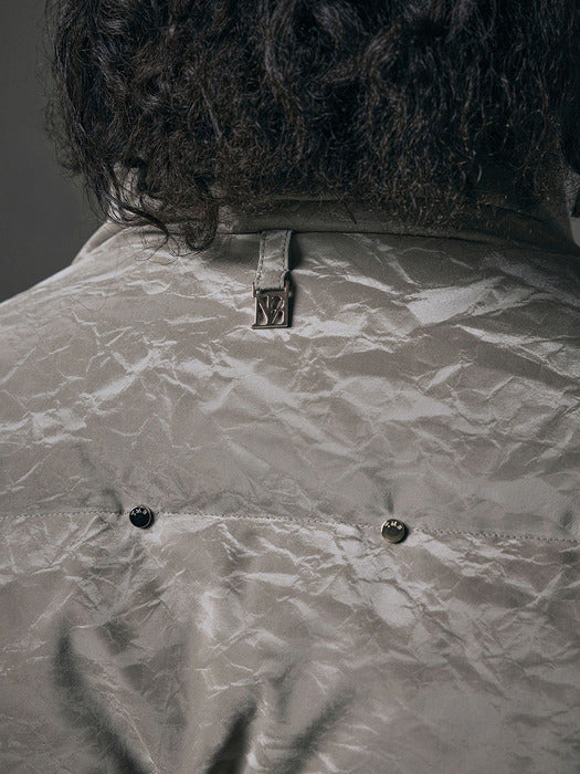 Wconcept_Treemingbird Rivet Point Crack Wrinkle Padding Jumper [ Gray ]