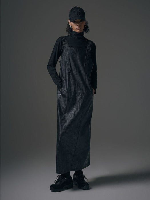 Wconcept_Treemingbird Dry Leather Suspenders One-piece [ Black ]