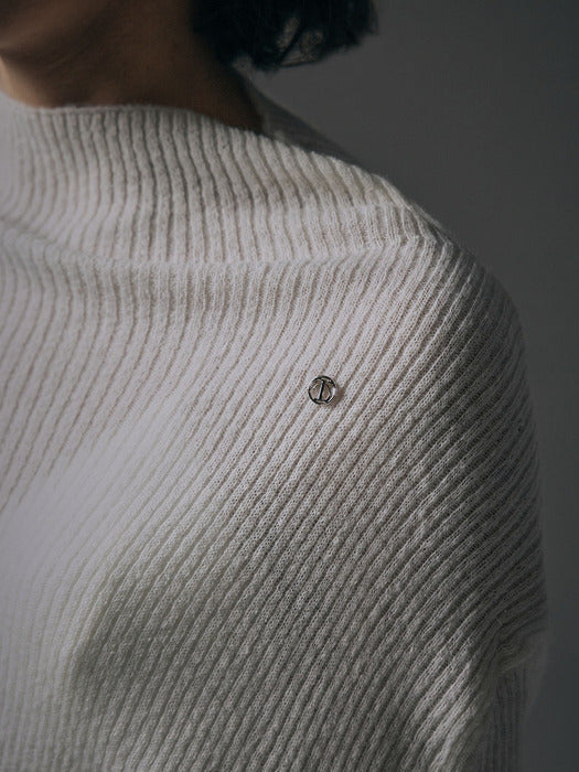 Wconcept_Treemingbird Alpaca Half-Turtleneck Long Knit [ Ivory ]