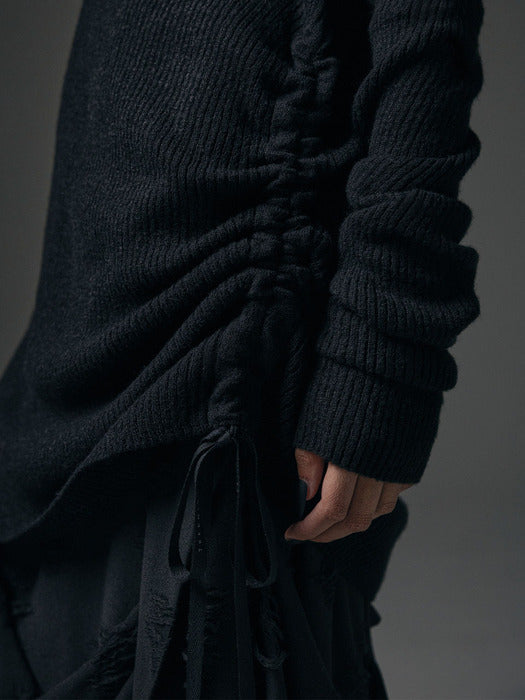 Wconcept_Treemingbird Alpaca Half-Turtleneck Long Knit [ Black ]