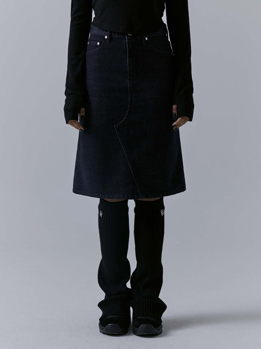 Wconcept_Treemingbird One Button Denim Set-up Skirt [ Indigo ]