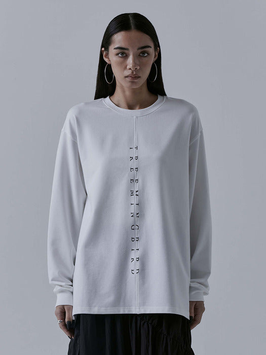 Wconcept_Treemingbird Incision Lettering Over-fit Long Sleeves [ White ]