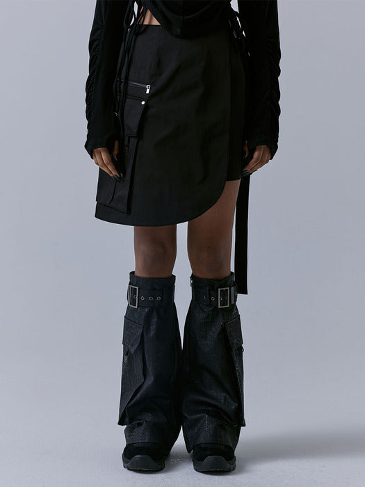 Wconcept_Treemingbird Cargo Layered Mini Skirt [ Black ]